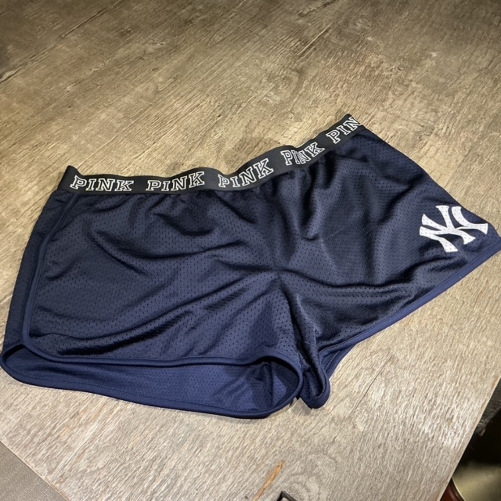 VS Victoria's Secret PINK, Blue Mesh NY Yankees Shorts, Size L